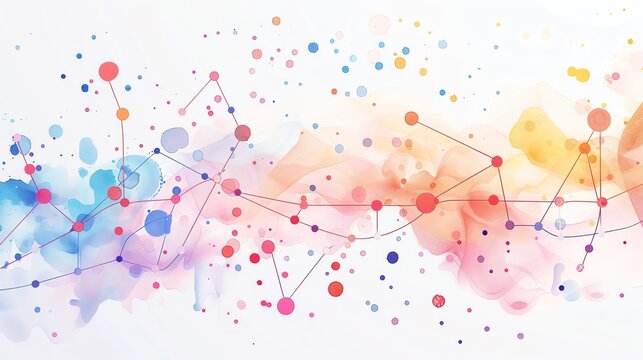 Scatter plot chart with data points flat design top view scientific research theme watercolor triadic color scheme