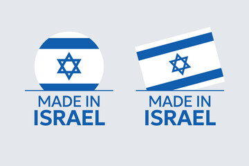 made in Israel labels set, made in State of Israel product icons