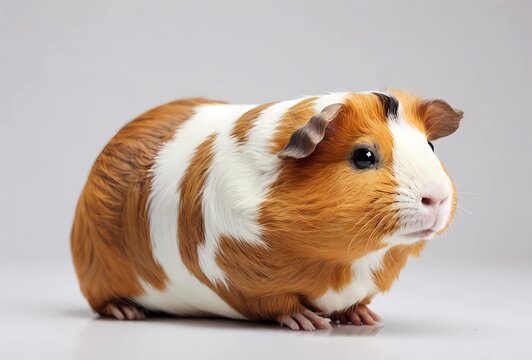 Guinea Pig Cuy isolated on white background in side view