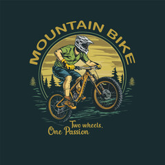 Vector modern Mountain Bike t-shirt design template