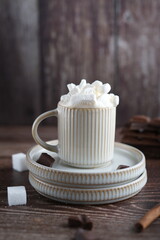 drink, mug, marshmallow, hot, breakfast, cup, cinnamon, vertical, sweet food, no people, winter, table, candy, copy space, cappuccino, homemade, food, indulgence