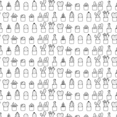 Cactus pattern background. Cute cactus. vector illustration