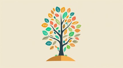 A vector illustration of a tree with many branches and leaves