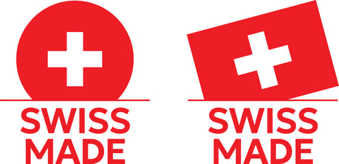 Fototapeta premium Swiss made labels set, made in Switzerland product icons