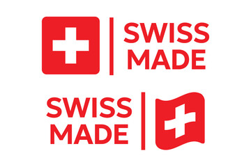 Swiss made labels set, made in Switzerland product icons