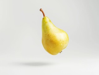 Vibrant Yellow Pear in Flight: High-End Retouching 4:3