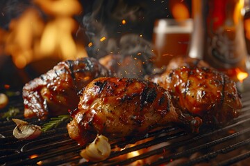 pollo al grill, desenfoque seleccionado