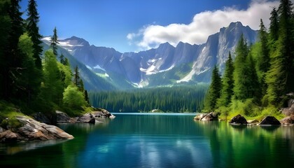 Fototapeta premium Landschaft Die Reinheit des Bergsees. Hintergrund für das Design 4.