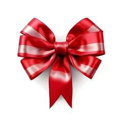 red bow, Realistic red bow with ribbon on white background generative ai, Valentine's day background with gift and red hearts, top view. San Valentine and the concept of love.