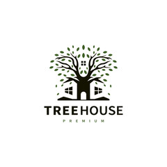 Fototapeta premium house and oak tree icon logo design illustration