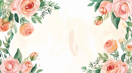 Peach rose flower watercolor bouquet for background w