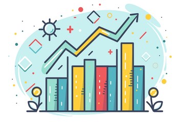 Simple outline of a bar chart with upward trending bars, representing positive investment growth and returns