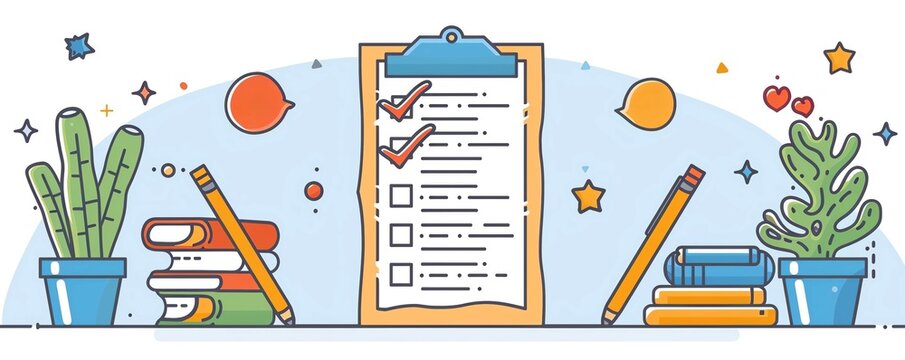 Simple outline of a todo list with checkmarks, representing completed tasks and organized productivity