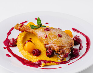 Gourmet duck confit with berry sauce