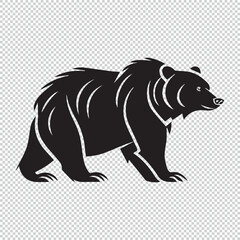 Simple grizzly bear icon logo, vector illustration on transparent background