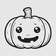 Cartoon halloween pumpkin icon, black vector illustration on transparent background