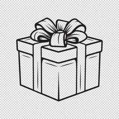 Simple christmas gift icon, black vector illustration on transparent background