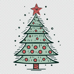Simple christmas pine tree icon, black vector illustration on transparent background