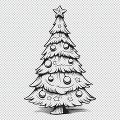Simple christmas pine tree icon, black vector illustration on transparent background