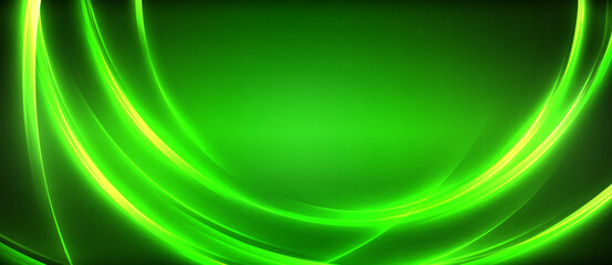 Obraz premium Neon glowing circle rays, light round lines in the dark, planet style neon wave lines. Energetic electric concept design for wallpaper, banner, background