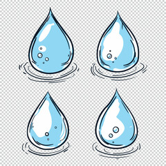 Simple waterdrop logo icon set, vector illustrations on transparent background