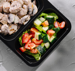 Fresh chicken and salad meal prep containers