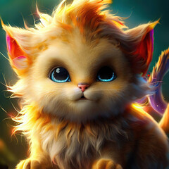 Fototapeta premium 3D furry forest animal with beautiful colors and white background. with Generative AI technology 