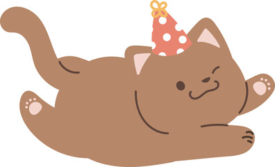 Cute cat with hat illustration vector