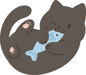 Cute cat with fish illustration vector © TWINS DESIGN STUDIO
