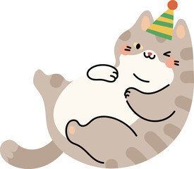 Cute cat with hat illustration vector