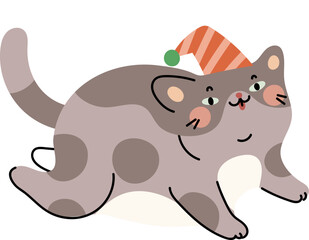 Cute cat with hat illustration vector