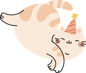 Cute cat with hat illustration vector
