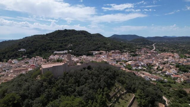Aerial View of Small Town Surrounded by Trees