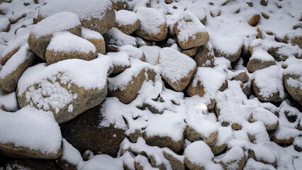 snow on the rocks