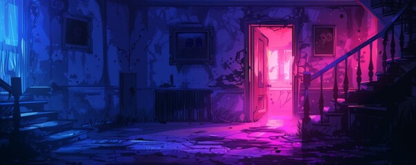 A paranormal scene set in an abandoned mansion, where the echoes of tortured souls linger in the shadows, haunting all who dare to enter.   illustration.