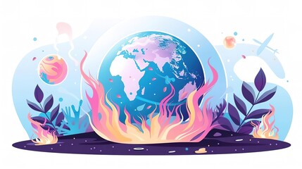 Fototapeta premium The Earth is on fire. Global warming is a real threat, and we need to act now to prevent the worst effects.