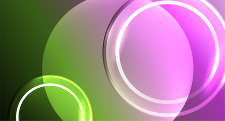 Obraz premium Neon glass circle copyspace for your text or product presentation geometric background. Vector illustration For Wallpaper, Banner, Background, Card, Book Illustration, landing page