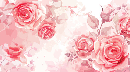 Pink rose flower watercolor bouquet for background we