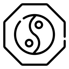 Yin Yang Icon in Line Style
