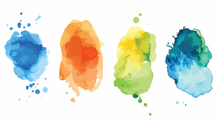 Watercolor spots Four  Realistic colorful stains