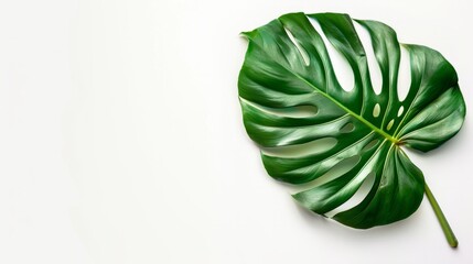 tropical leaf on white background with space for text