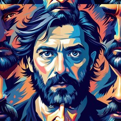 Seamless pattern of expressive and emotive brush strokes exploring the depths of human experience, Generative AI