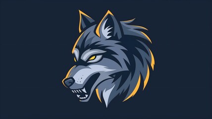 Obraz premium A majestic wolf mascot integrated seamlessly with a modern logo mark, captured in crisp detail to create a visually striking and memorable brand identity in HD resolution. 