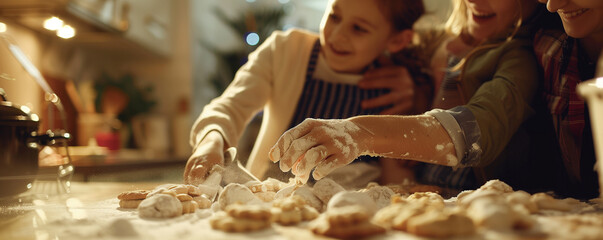 Mother and Daughter Baking Together with Floury Hands in the Kitchen