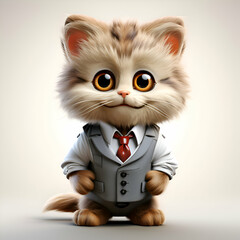 Funny cat in a business suit and tie. 3d illustration