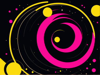 Obraz premium a picture of a black background with pink and yellow circles