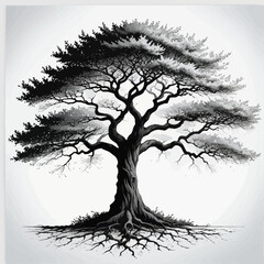 Obraz premium a black and white drawing of a tree
