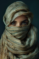 beautiful woman with covered scarf face