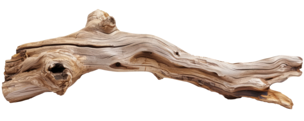 driftwood log isolated on white or transparent png