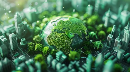 ESG concept of environmental, social and governance. Abstract AI generated illustration. ESG, green energy, sustainable industry.